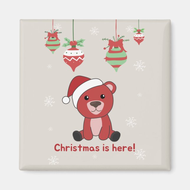 Imã Ursos Coloridos Brancos Felizes De Natal (Frente)