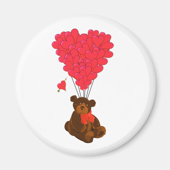 Imã Ursos de pelúcia e balões cardíacos (Frente)