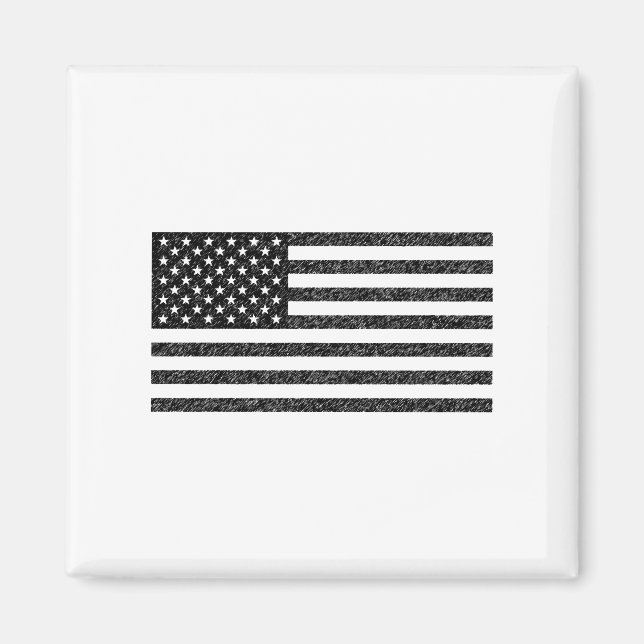 Imã US Flag Black and White Vintage Retro (Frente)