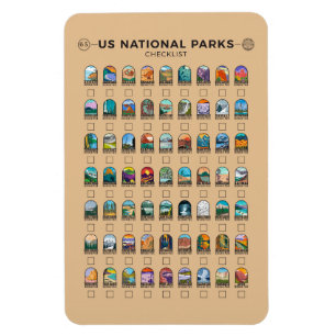 Ímã US National Parks of America Checklist Vintage