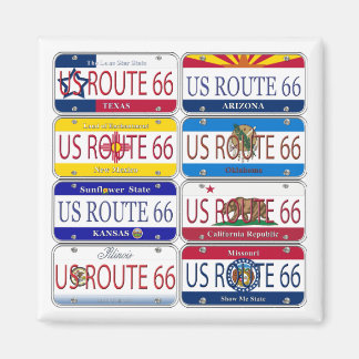 Imã US ROUTE 66 Todos os 8 Estados Vanity Plates