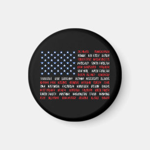Imã USA American Flag All 50 State Names