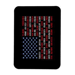 Ímã USA American Flag All 50 State Names