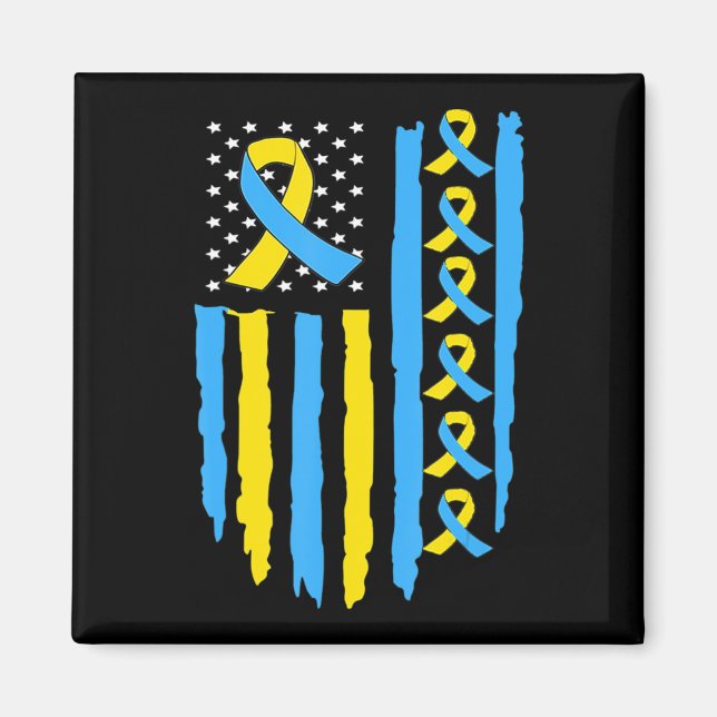 Imã USA Flag Down Syndrome Awareness for men women kid (Frente)