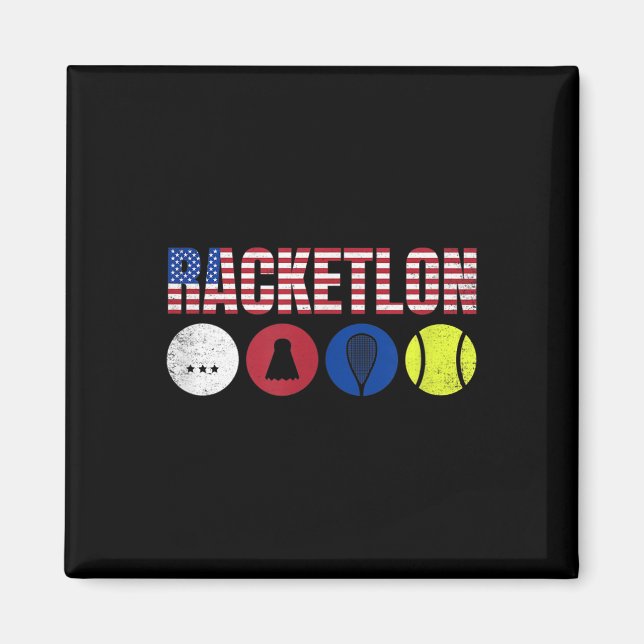 Imã Usa Racketlon - Tênis de Mesa Badminton Squash Tên (Frente)