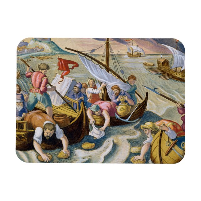 Ímã Usando esponjas para coletar nafta da superfície (Horizontal)