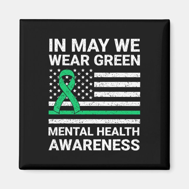 Imã Use Verde Conscientização da Saúde Mental  (Frente)