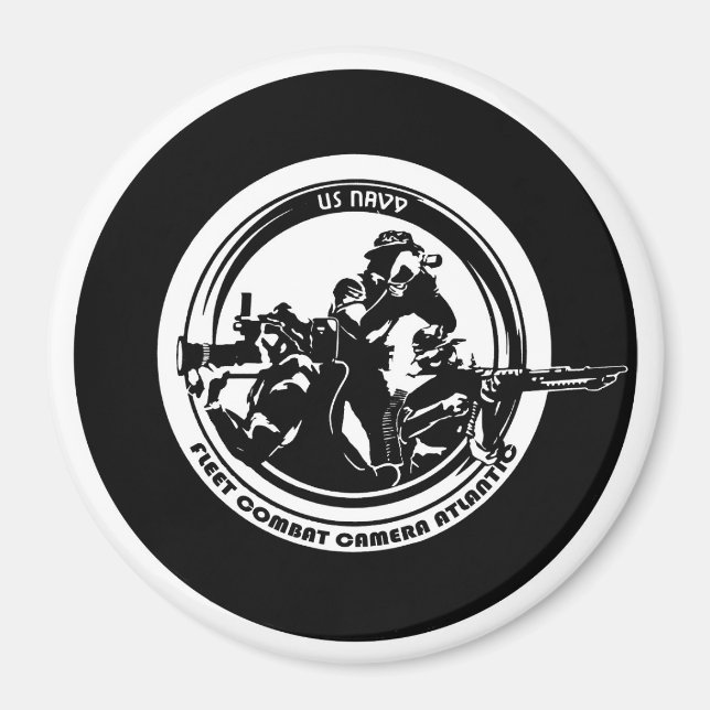 Imã USN COMBAT CÂMERA Grande, Íman de 3 Polegadas (Frente)