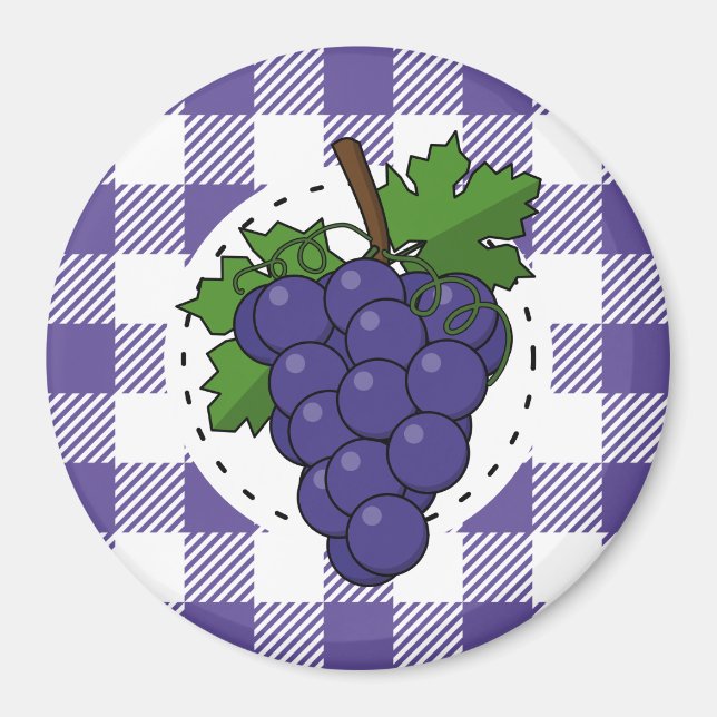 Imã Uvas no Xadrez Violeta Branco (Frente)