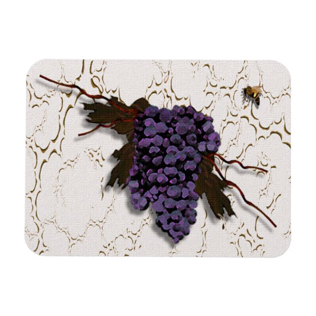 Ímã Uvas Roxas Elegantes Rústicas (Horizontal)