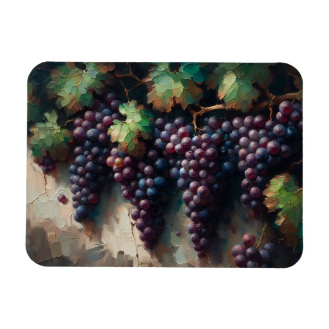 Ímã Uvas Roxas na Pintura a Óleo de Vinha (Horizontal)