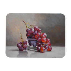 Ímã Uvas Vermelhas Natureza Morta - de Pintura a Óleo 