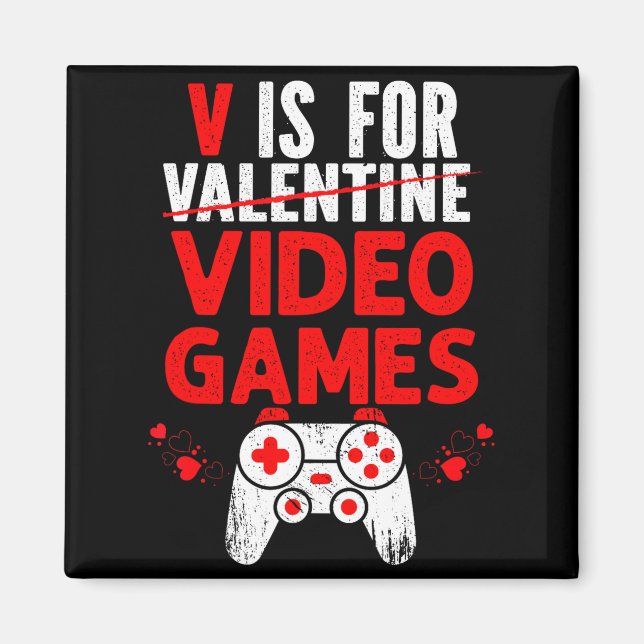 Imã V é para valentines de videogames engraçado garoto (Frente)