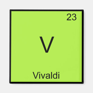 Imã V - Vivaldi Camiseta Símbolo de Elemento de Químic