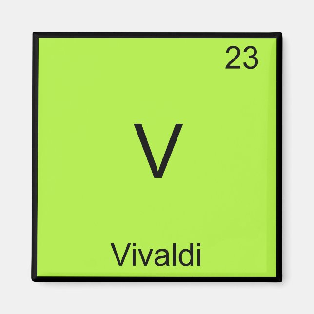 Imã V - Vivaldi Camiseta Símbolo de Elemento de Químic (Frente)