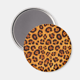 Imã Vá Selvagem Estampa de Leopardo Dourado Laranja Âm