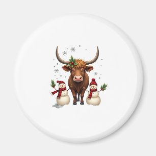 Imã Vaca Alta Escocesa de Natal Vintage com Homens de