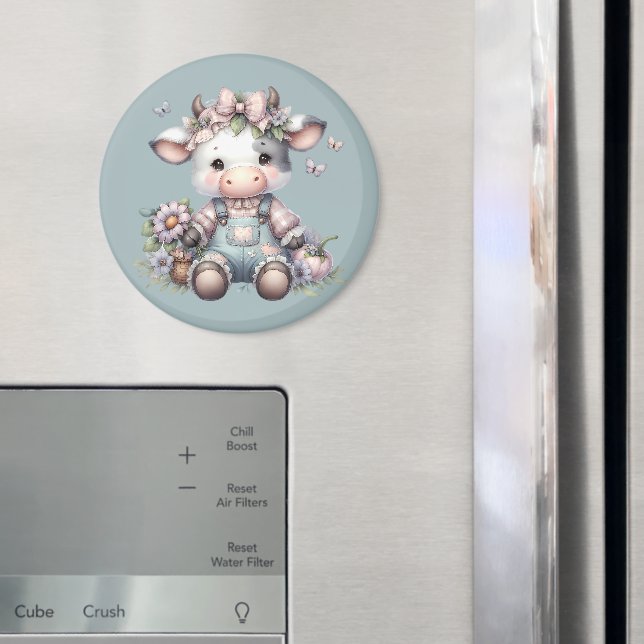 Imã Vaca-Bebê de Pastel em Sobremesas com Flores (In Situ (Fridge))