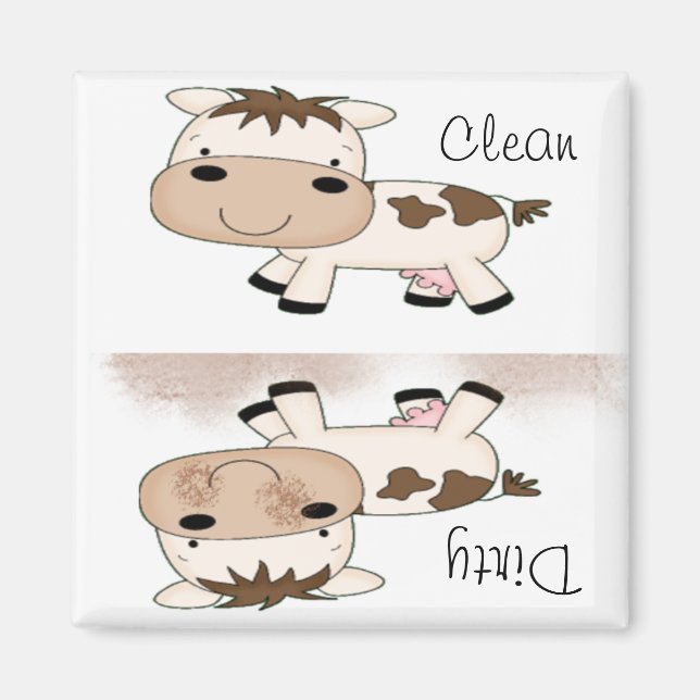 Imã Vaca de Cartoon Bonita Cean e Suja (Frente)