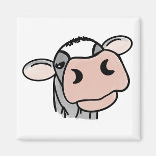 Imã vaca de desenho animado preto branco rosa beijo ci