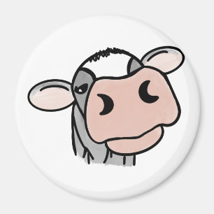 Imã vaca de desenho animado preto branco rosa beijo ci