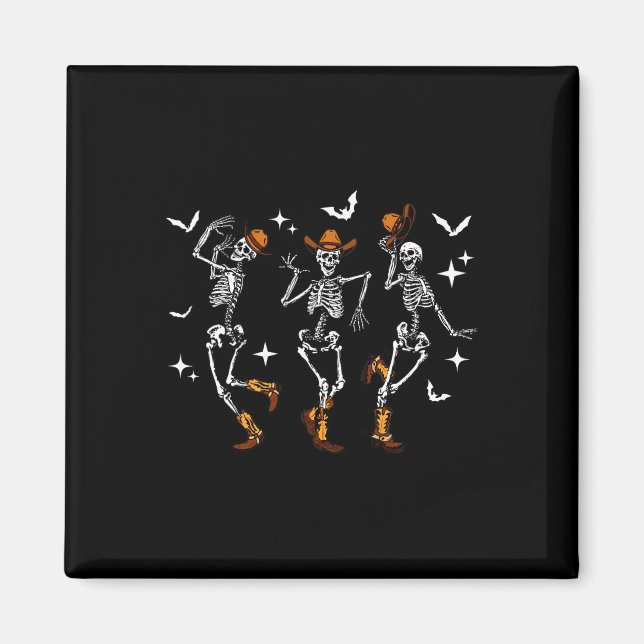 Imã Vaca de Halloween do Skeleton engraçado ocidental (Frente)