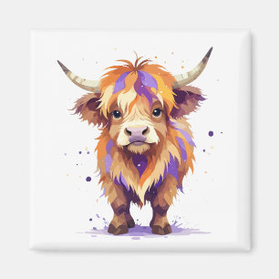 Imã Vaca Highland Brincando De Um Velho E Adorável Col