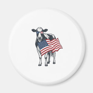 Imã Vaca Patriótica Bandeira Americana Desenho Vintage