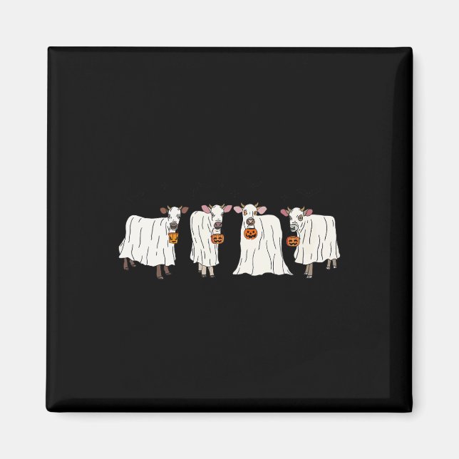 Imã Vacas Fantasmas Engraçadas Vacas do Dia das Bruxas (Frente)