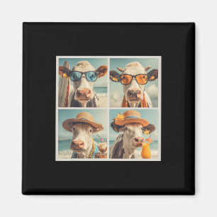 Imã Vacas Legais Com Óculos de Sol Praia Vaca Animais