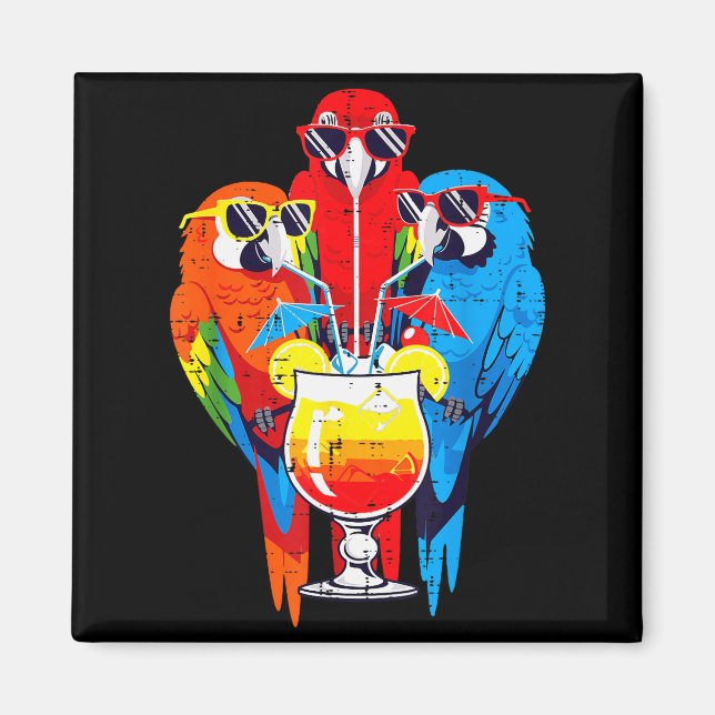 Imã Vacation Birds Sungles Tail Parrots Summer Women M (Frente)