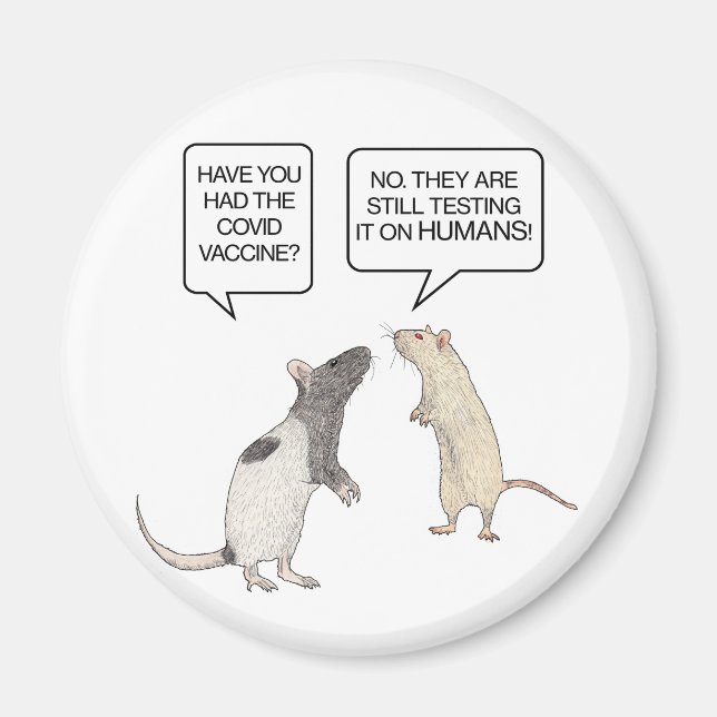 Imã Vacina Covid De Rato Laboral Engraçada (Frente)