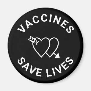 Imã Vacinas salvam vidas corações brancos negros fofos