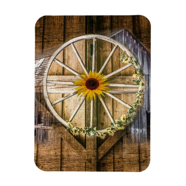 Ímã Vagão Rustic Barn Roda Girassol (Vertical)