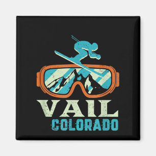 Imã Vail Colorado Mountain Vintage Retro Skiing E Sn