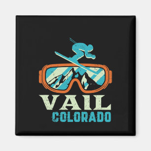 Imã Vail Colorado Mountain Vintage Retro Skiing E Sn