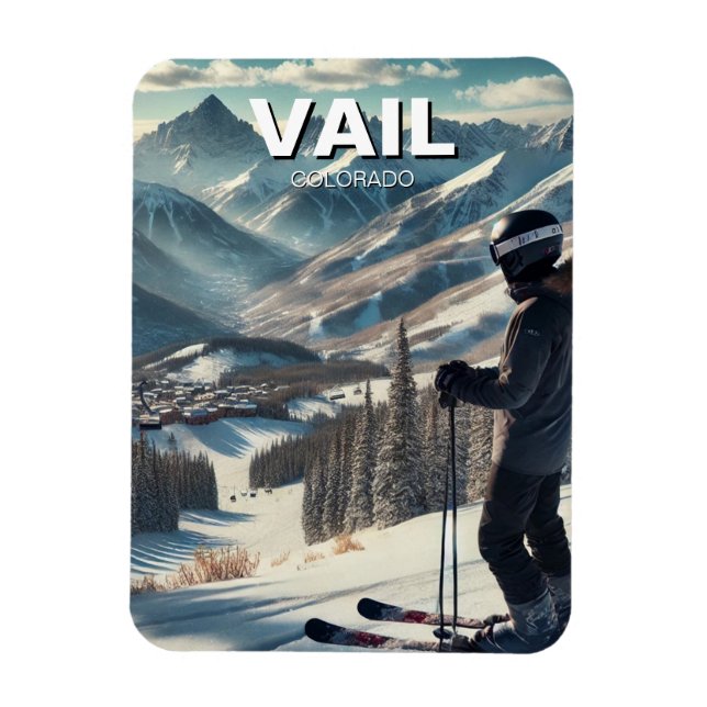 Ímã Vail Colorado Ski Snowboard (Vertical)