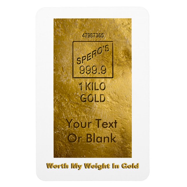 Ímã Vale Meu Peso Em Dourado (Vertical)