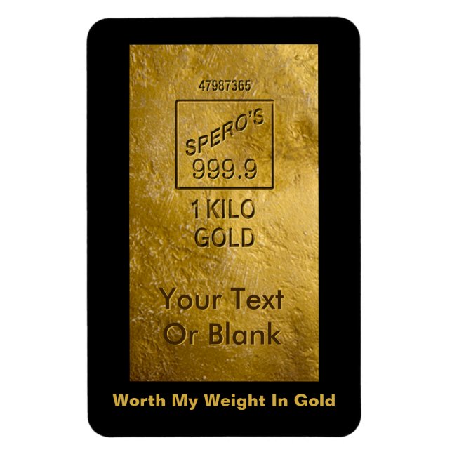 Ímã Vale Meu Peso Em Dourado (Vertical)