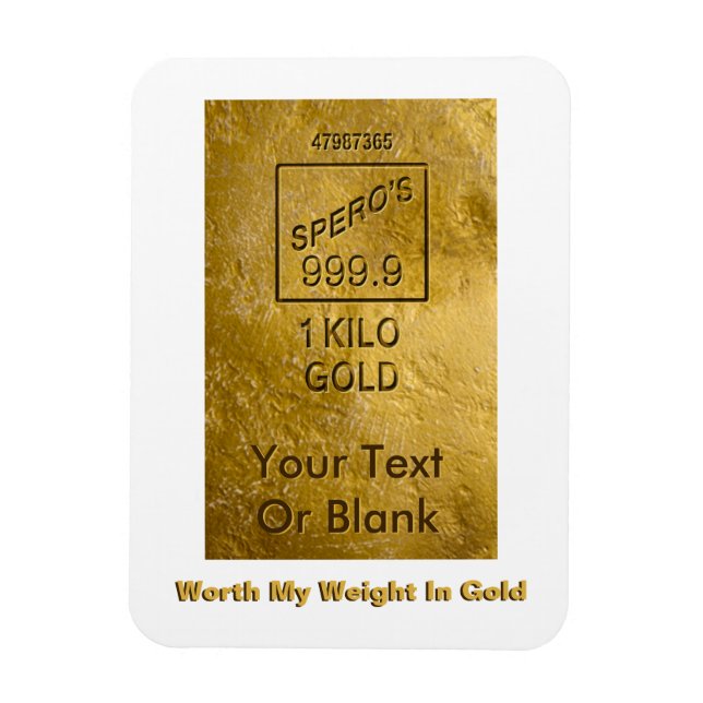 Ímã Vale Meu Peso Em Dourado (Vertical)