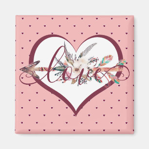 Imã valentine com flecha floral