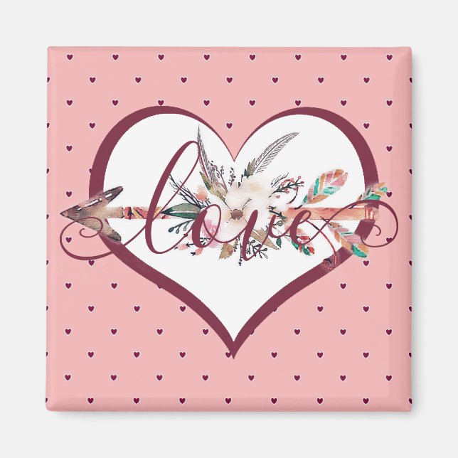 Imã valentine com flecha floral (Frente)