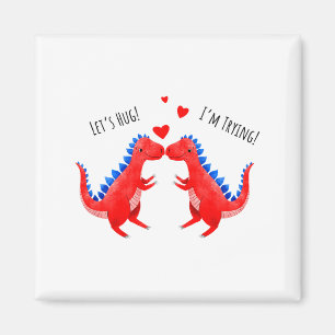 Imã Valentine Engraçado Dinossauro Abraçando Coração T
