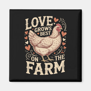 Imã Valentine Engraçado Frango Fofo O Amor Cresce Melh