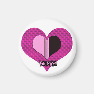 Imã Valentine Heart Pink and Black Be Mine