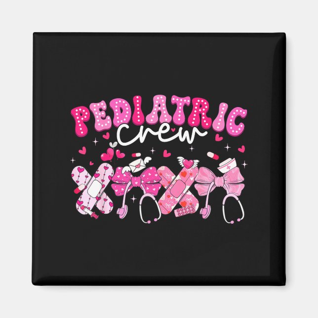 Imã Valentine Pediatric Crew Xoxo Nurse Coquette Bow P (Frente)