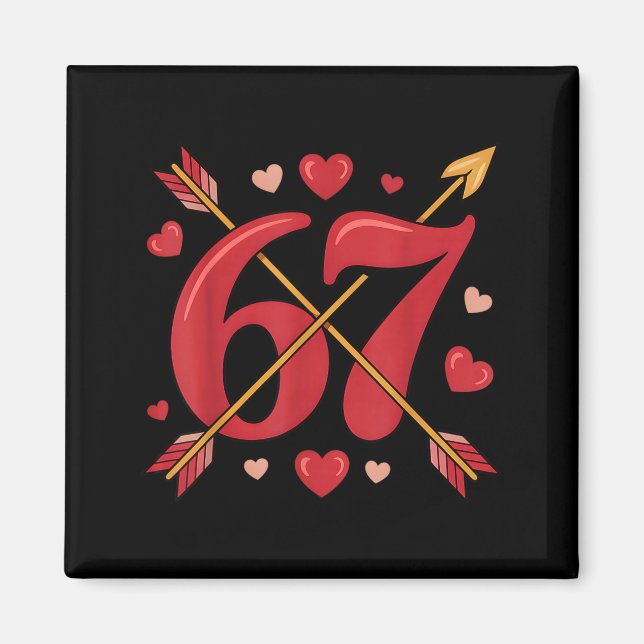 Imã Valentine’s Day 67 Meme Filled With Hearts Funny S (Frente)