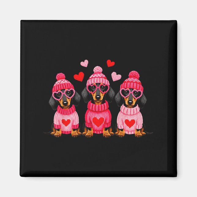 Imã Valentine’s Day Dog Cute Dachshund Dogs For Dog Mo (Frente)