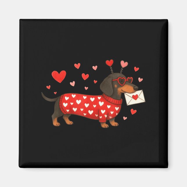 Imã Valentine’s Day Dog Cute Dachshund Dogs For Dog Mo (Frente)