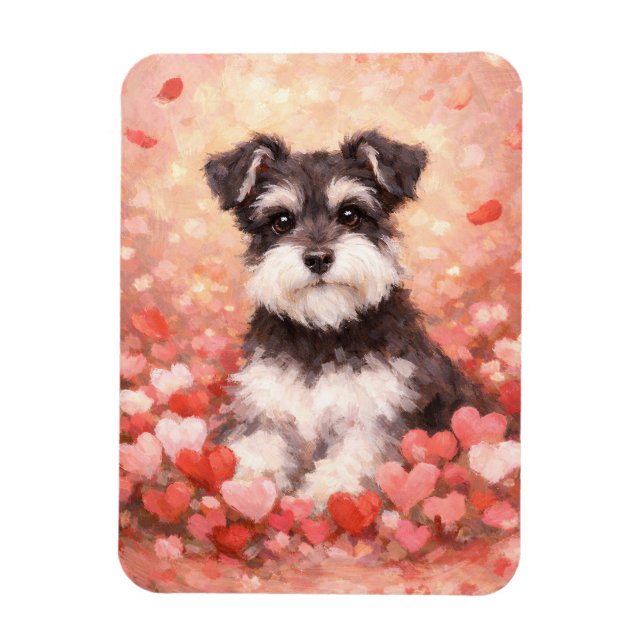 Ímã Valentine Schnauzer with Hearts Flexible (Vertical)